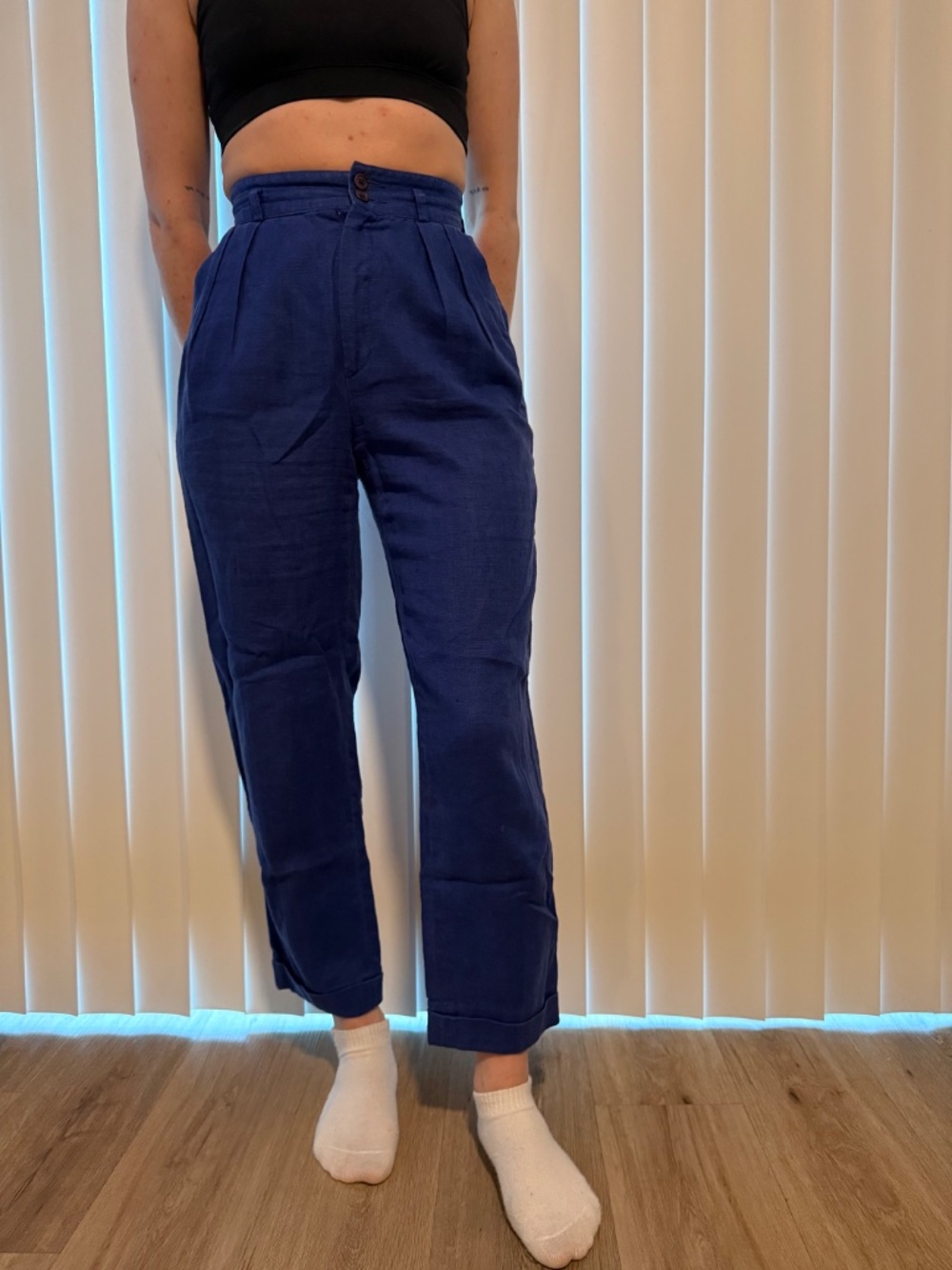 100% Linen Vintage Pants - Double button